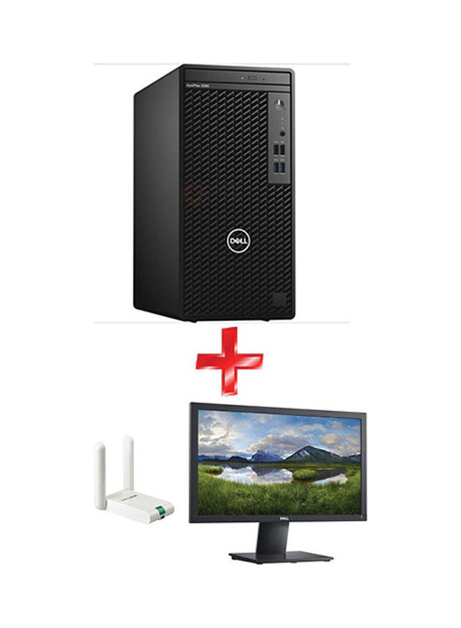 DELL Optiplex 3080 Tower PC With Core I3 Processor 4GB Ram 1TB HDD Intel UHD Graphics 630 Dos With High Gain Wireless USB Adapter + 20 inch HD LED Monitor Black  - Image 1
