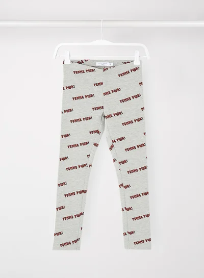 NAME IT Girls Text Print Leggings Grey
