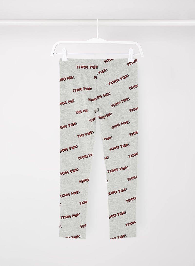 NAME IT - Girls Text Print Leggings Grey - Image 1