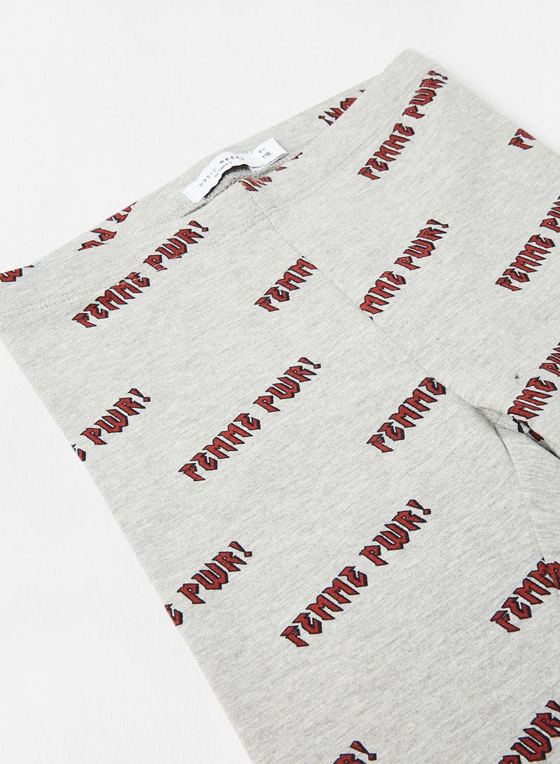 NAME IT - Girls Text Print Leggings Grey - Image 1