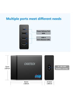 CHOETECH PD 72W 4-Port Desktop Charger Black  - Image 3