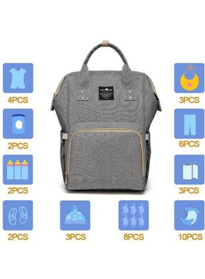 Baby Polyester Elegant Design Diaper Bag With Adjustable Padded Shoulder Straps-Grey/Beige  - Image 2