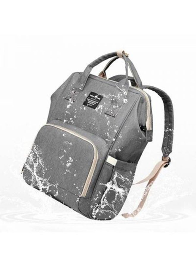 Baby Polyester Elegant Design Diaper Bag With Adjustable Padded Shoulder Straps-Grey/Beige  - Image 4