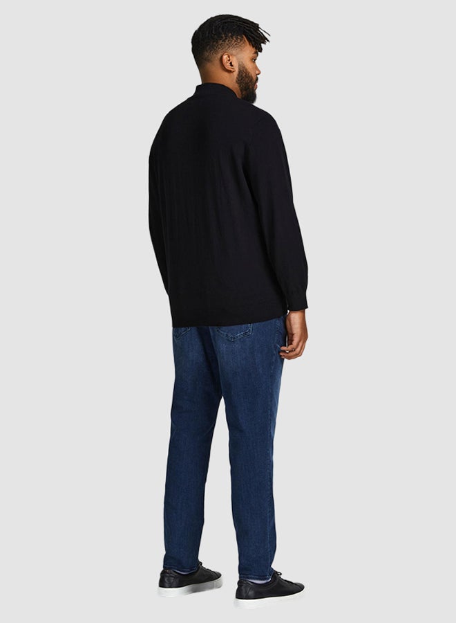 JACK & JONES - Plus Size High Neck Cardigan Black - Image 1