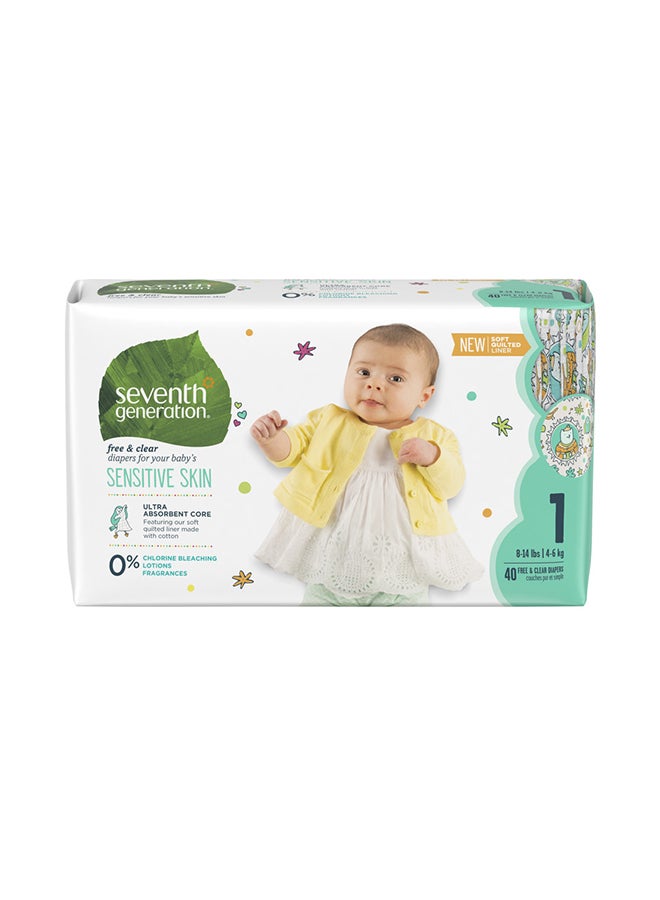 Seventh Generation Pack Of 40 Free And Clear Diapers Mega Pack Size 1 - Image 1