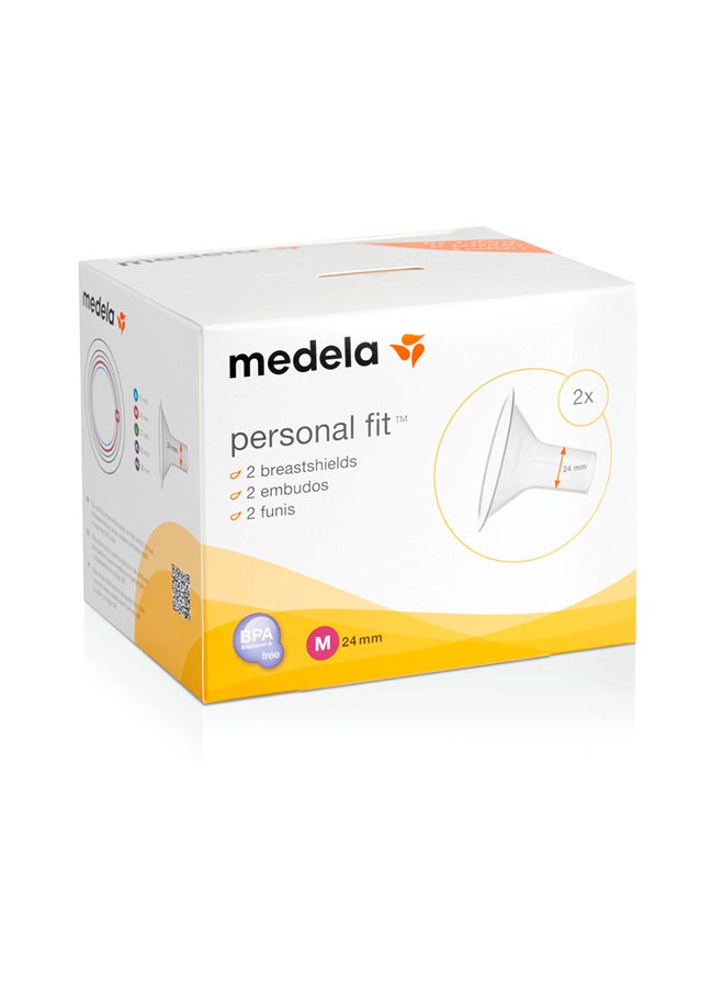 Medela - Pack Of 2 Personal Fit Breast Shields - Small - Personalized Fit, Optimal Comfort, Efficient Milk Expression, Compatible With Medela Breast Pumps - Image 1