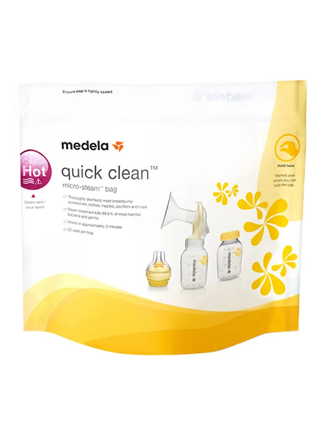 Medela Quick Clean Microwave Sterlization Bags - Microwave Sterilization, Convenient And Time - Saving, Safe And Effective, Reusable