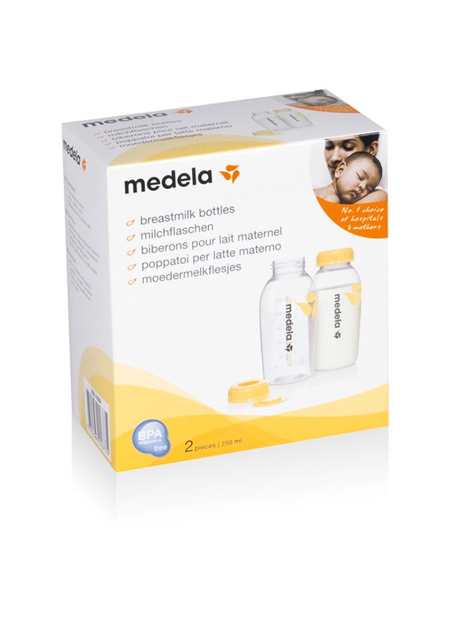 Medela - 2 Pieces Breastmilk Bottles 250 Ml - Safe And Bpa - Free, Accurate Measurement Markings And Compatible With Medela Breast Pumps - Image 1