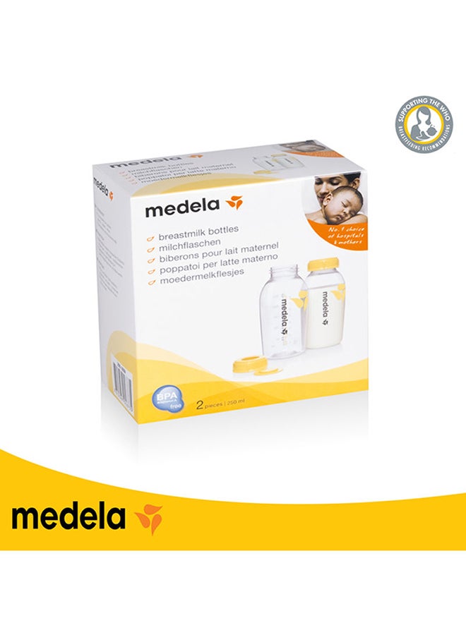 Medela - 2 Pieces Breastmilk Bottles 250 Ml - Safe And Bpa - Free, Accurate Measurement Markings And Compatible With Medela Breast Pumps - Image 1