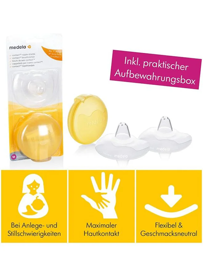 Medela Contact Nipple Shields - Bpa Free, Made From Ultra - Thin Soft Silicone, Includes 2 Shields And Case (Medium)