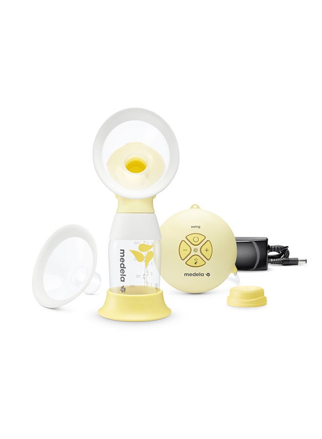 Medela - 2-Phase Expression Technology Swing Flex Electric Breast Pump, Rotated 360 Degree, Soft, Smooth, Flexible, Portable - Yellow - Image 1