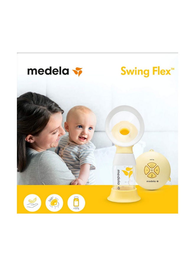 Medela - 2-Phase Expression Technology Swing Flex Electric Breast Pump, Rotated 360 Degree, Soft, Smooth, Flexible, Portable - Yellow - Image 1