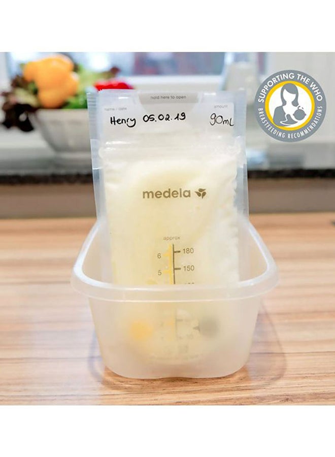 Medela - Breastmilk Storage Bags, 50 Pieces - Safe Storage , Pre-Sterilized, Leak-Proof Design, Space-Saving Design With Easy-To-Read Measurements - Image 1