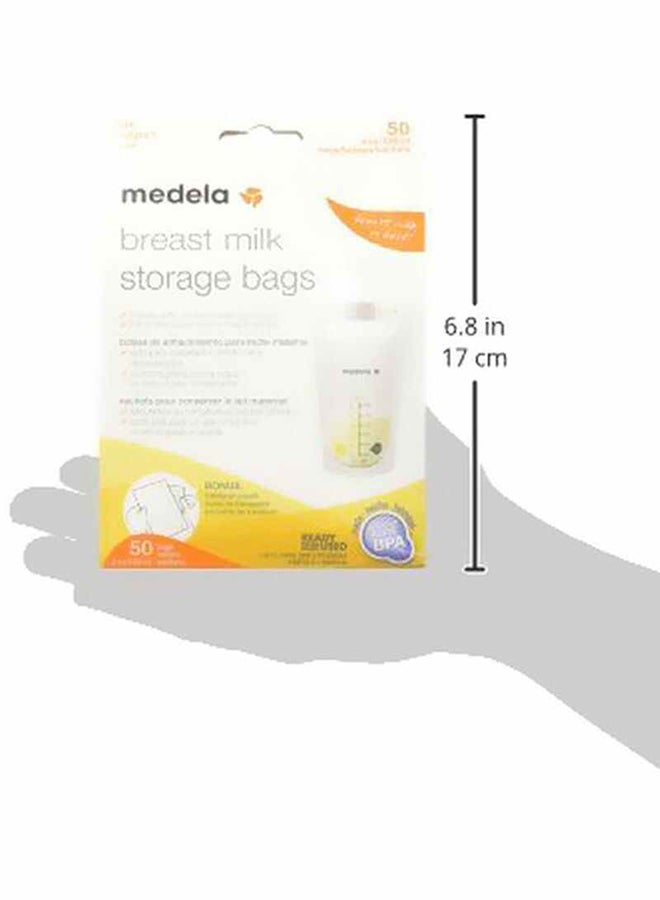 Medela - Breastmilk Storage Bags, 50 Pieces - Safe Storage , Pre-Sterilized, Leak-Proof Design, Space-Saving Design With Easy-To-Read Measurements - Image 1