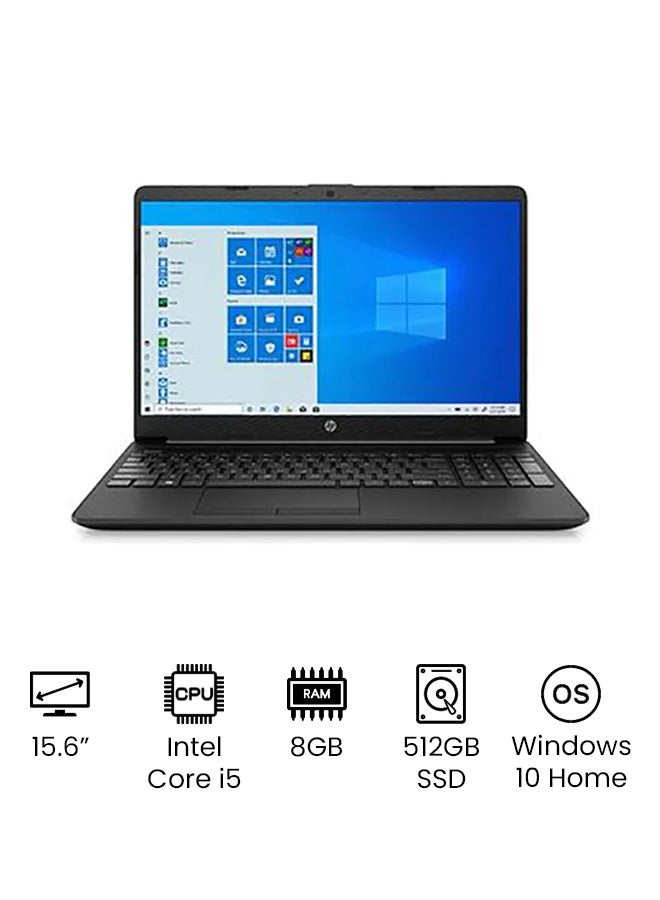 HP - 15-dw3064ne DDR4-SDRAM Notebook With 15.6-Inch Display, Core i5 1135G7 Processor/8GB RAM/512GB SSD/NVIDIA GeForce MX350 Graphics Card/Windows 10 Home English/Arabic Black - Image 1