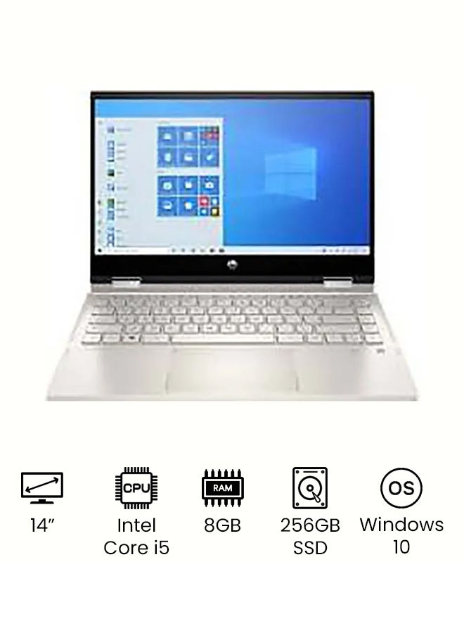 HP - Pavilion x360 2-in-1 (Upgraded Version) Laptop With 14-Inch Touch-Screen Full HD Display, 11th Gen Core i5 Processer/8GB RAM/256GB SSD/Intel UHD Graphics/Windows 10 /International Version English Warm Gold - Image 1