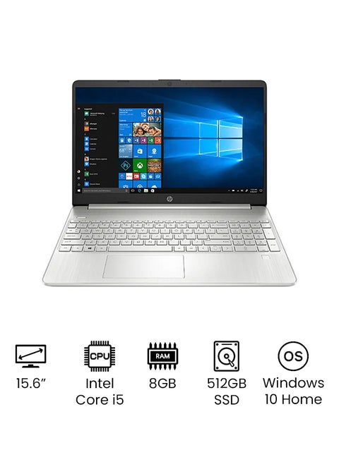 (Upgraded Version) Laptop 15s-fq2004ne With 15.6-Inch Full HD Display, Core i5 Processor/8GB RAM/512GB SSD/Iris X? Graphics/Windows 11/ EN-AR KB /International Version English Silver