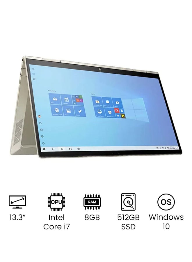 (Upgraded Version) ENVY 13M-BD0033DX X360 Laptop With 13.3-Inch Full HD Display, 11th Gen Core i7-1165G7Processor/8GB RAM/512GB SSD/Intel Iris Graphics/Windows 10 /International Version  Pale English Pale Gold