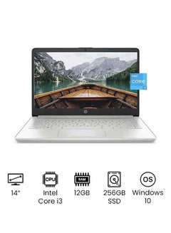 14-DQ2055WM (Upgraded Version) Laptop With 14-Inch HD Display, 11th Gen Core i3 1115G4 Processor/12GB RAM/256GB SSD/Intel UHD Graphics/Windows 10/International Version English/Arabic Silver