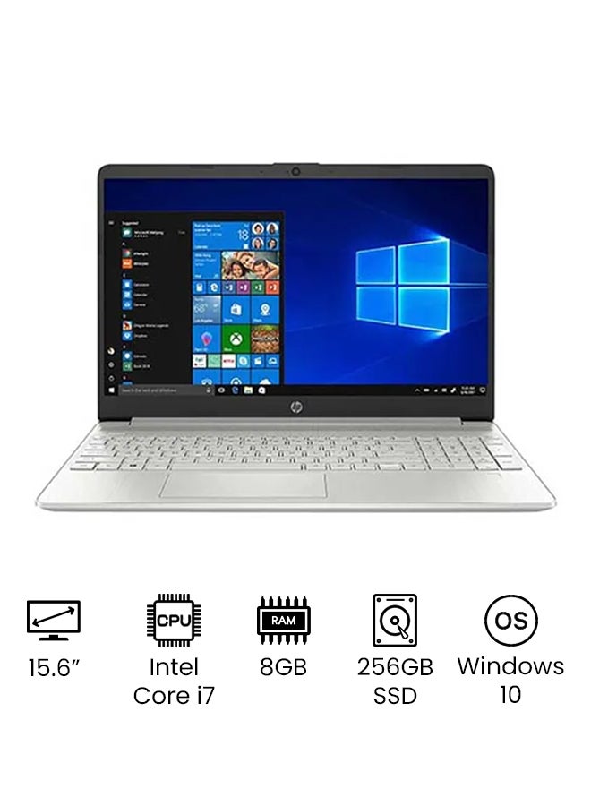 إتش بي - لابتوب ‎15-dy2078nr بشاشة مقاس 15.6 بوصة دقة عالية الوضوح ومعالج كور i7 1165G7 الجيل الحادي عشر / ذاكرة رام 8 جيجابايت / ومحرك أقراص SSD سعة 256 جيجابايت / وبطاقة رسومات إنتل دقة فائقة الوضوح / نظام تشغيل ويندوز 10 اللغة الإنجليزية فضي - Image 1