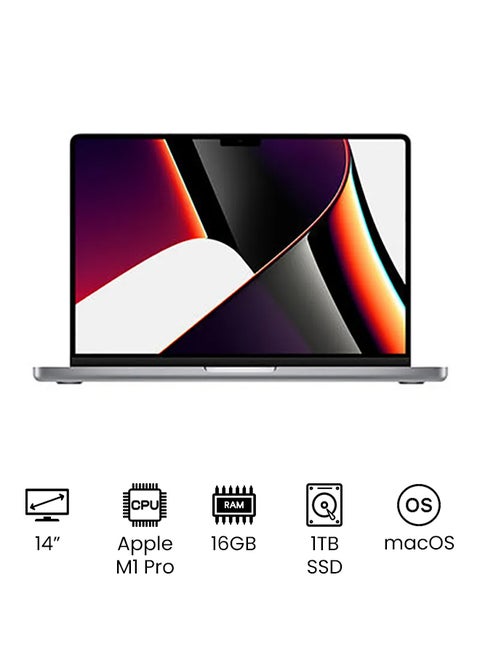 MacBook Pro MKGQ3 14-Inch Liquid Retina XDR Display Apple M1 Pro Chip With 10-Core CPU And 16-Core GPU/16GB RAM/1TB SSD/English Keyboard(International Version) Space Grey