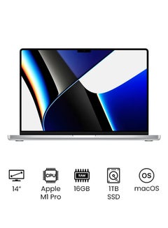 MacBook Pro MKGT3 14-Inch Liquid Retina XDR Display Apple M1 Pro Chip With 10-Core CPU And 16-Core GPU/16GB RAM/1TB SSD/English And Arabic Keyboard Silver