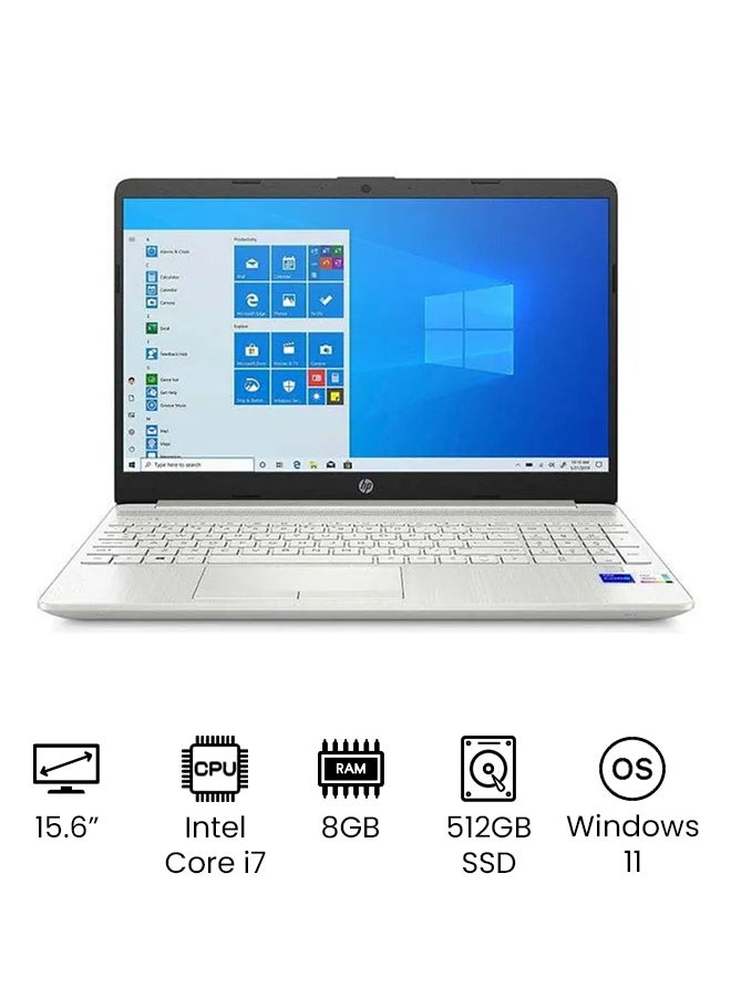 HP Notebook 15T-DW300 (Upgraded Version) Laptop With 15.6-Inch Full HD Display, 11th Gen Core i7-1165G7 Processer/8GB RAM/512GB SSD/Intel UHD Graphics/Windows 11 /International Version English Silver  - Image 1