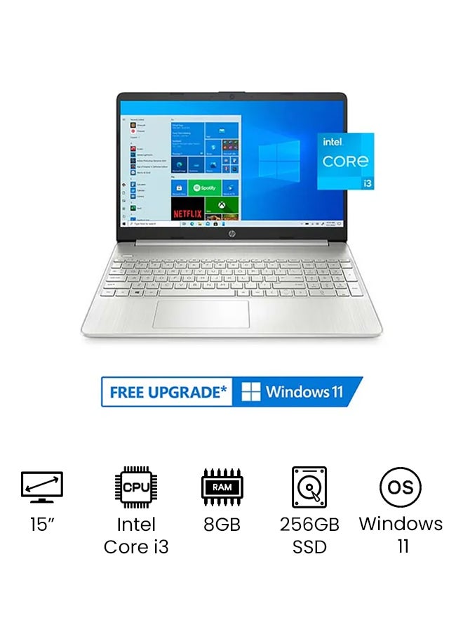 HP - 15-dy2091wm (Upgraded Version) Laptop With 15-Inch HD Display, 11th Gen Core i3-1115G4 Processor/8GB RAM/256GB SSD/Intel Iris Graphics/Windows 11 English/Arabic Silver - Image 1