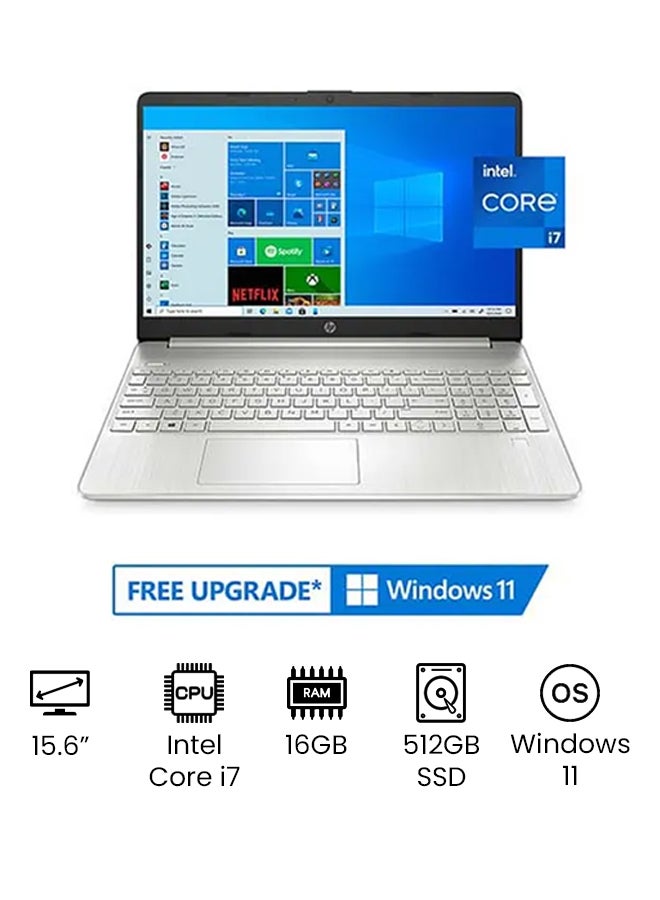 HP Professional & Business 15-dy2172 with 15.6-Inch Full HD Display, 11th Gen Core i7-1165G7 Processor/16GB RAM/512GB SSD/Intels Iris Xe Graphics/Windows 11 /International Version English/Arabic silver  - Image 1