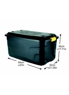 Strata Heavy Duty Outdoor Storage Box With Wheels (Made In UK) 145 litre Black 94x52x45cm Black 94x52x45cm  - Image 3