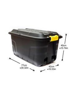 Strata Heavy Duty Outdoor Storage Box With Wheels (Made In UK) 75 litre Black 77x42x40cm Black 77x42x40cm  - Image 2