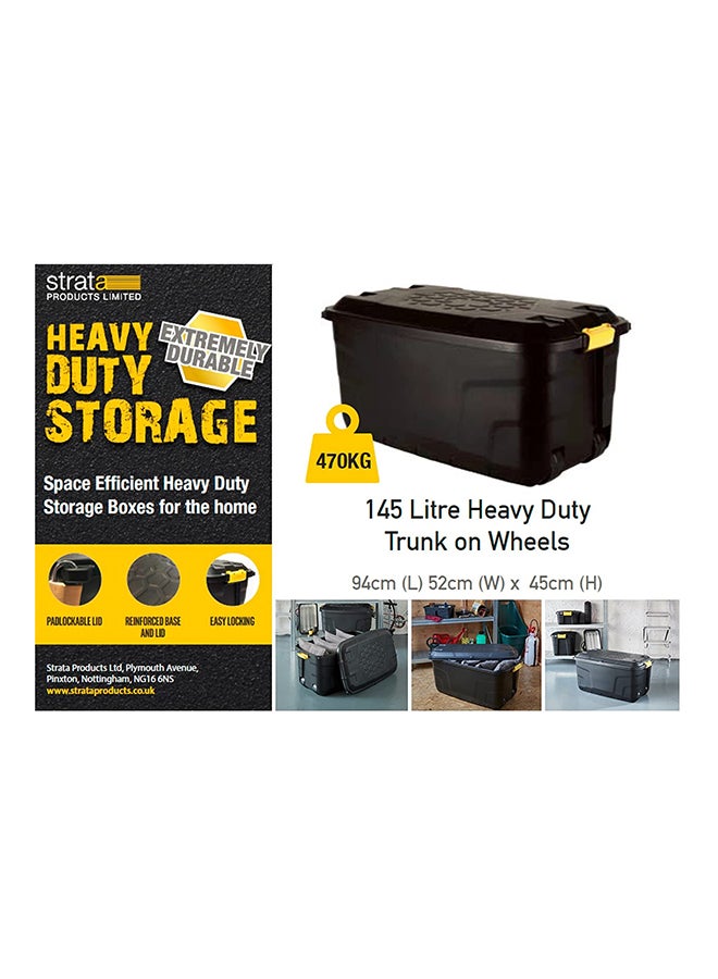 Strata - Heavy Duty Outdoor Storage Box With Wheels (Made In UK) 145 litre Black 94x52x45cm Black 94x52x45cm - Image 1