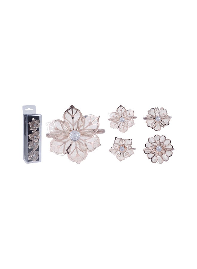 Homesmiths 1-Piece Assorted Design Christmas Napkin Ring Rose Gold 5cm 
