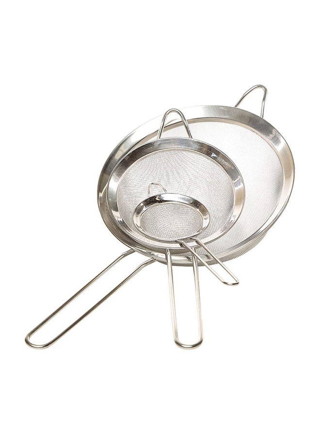 Prestige 3-Piece Stainless Steel Sieve Set Includes Large Sieve 20cm, Medium Sieve 14cm, Small Sieve Silver 8cm  - Image 2