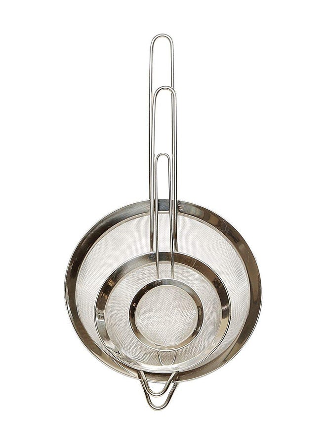 Prestige 3-Piece Stainless Steel Sieve Set Includes Large Sieve 20cm, Medium Sieve 14cm, Small Sieve Silver 8cm  - Image 3
