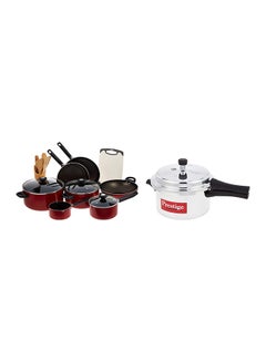 Prestige 16-Piece Classic Aluminum Non-stick Cookware Set Red 28cm  - Image 2