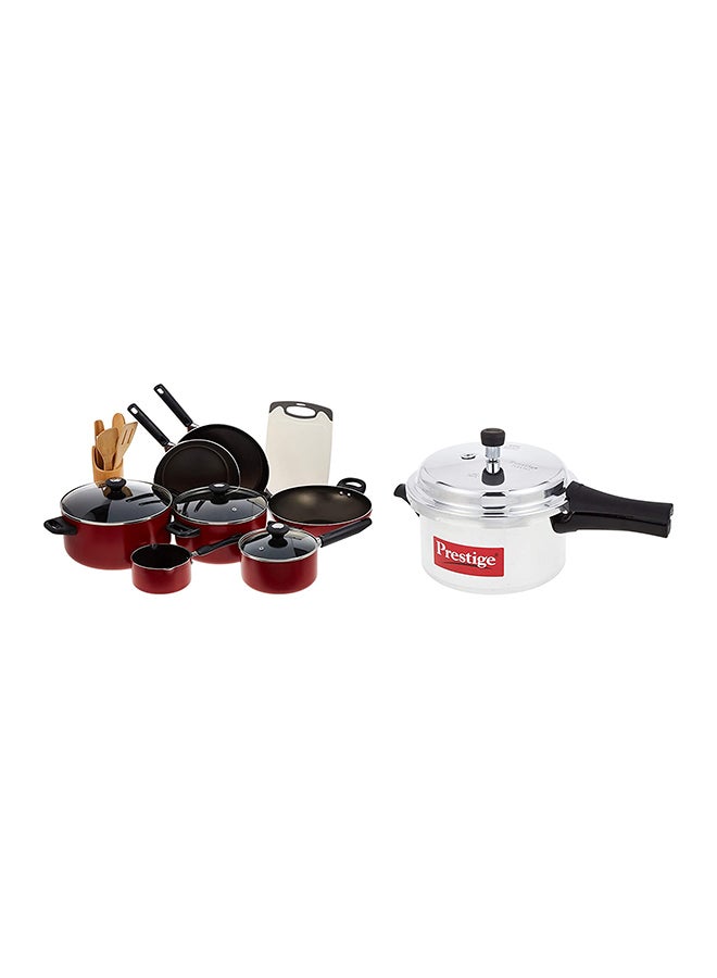Prestige 16-Piece Classic Aluminum Non-stick Cookware Set Red 28cm  - Image 2