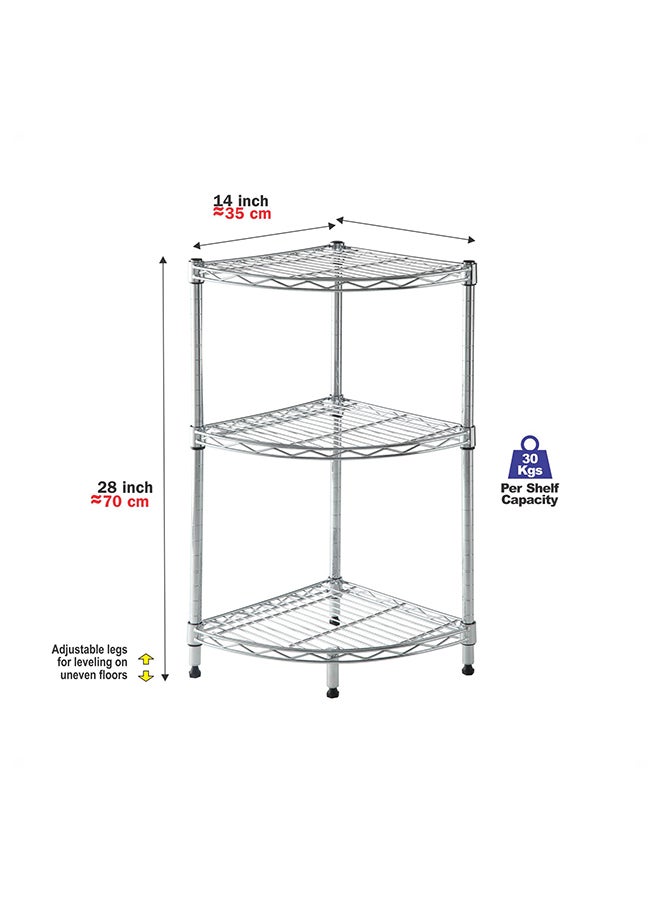 Cameltough - CamelTough Wire Rack 3 Shelf Adjustable Storage Rack  Heavy Duty Shelving Unit for Pantry  Laundry  Bathroom  Kitchen  Garage Closet Organization  132Lbs Capacity  Chrome  35L X 35W X 70H cm  HTC-WR610 Chrome 35 x 35 x 70centimeter - Image 1