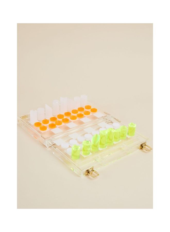 ساني لايف - Premium Neon Lucite Mini Chess and Checkers Game One Size - Image 1