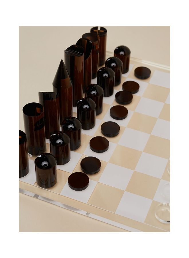 Premium Whiskey Noir Lucite Chess and Checkers Game One Size