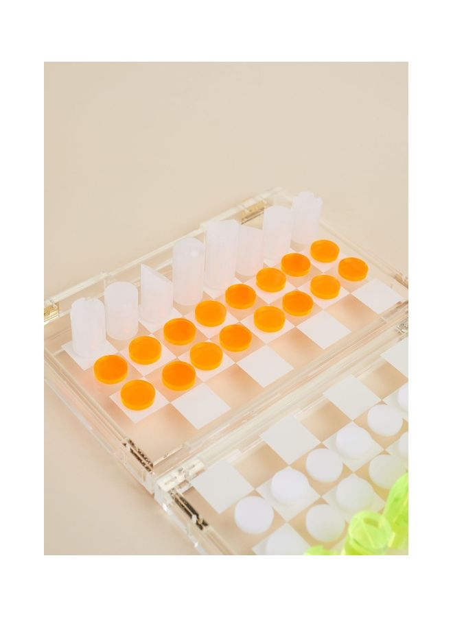 ساني لايف - Premium Neon Lucite Mini Chess and Checkers Game One Size - Image 1