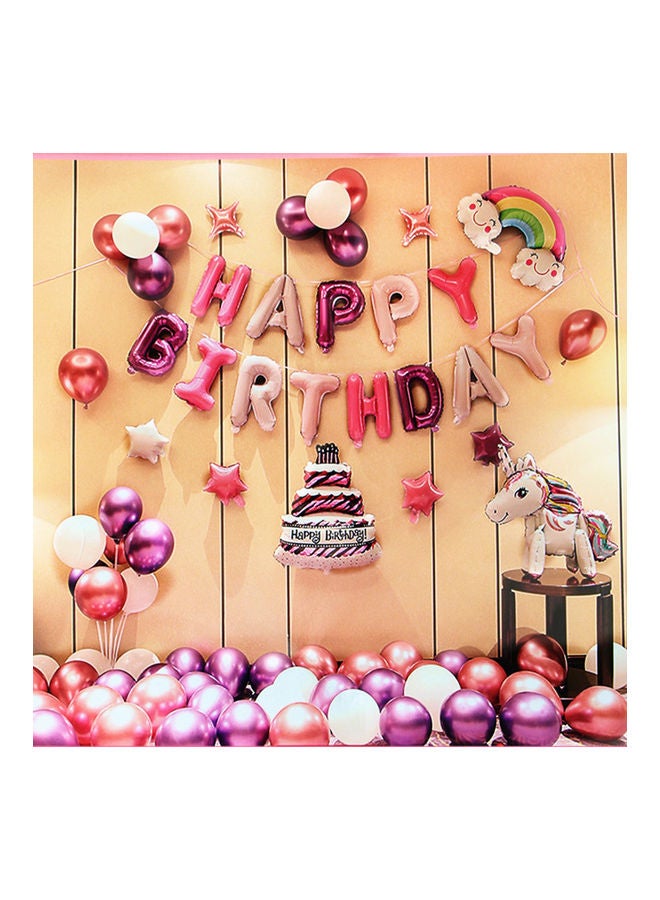 كيدل مجموعة تزيين بالونات عيد ميلاد سعيد بألوان قوس قزح من يونيكورن