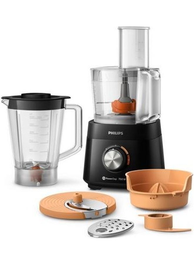 Philips - Food Processor 5000 Series - 2 Speeds, 6 Accessories including 1.5L Bowl & 1.5L Blender Jar, 1.5 L 750 W HR7302/90 Black - Image 1
