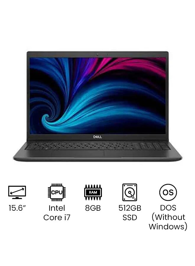 ديل لابتوب لاتيتيود ‎3520 بشاشة مقاس 15.6 بوصة بدقة عالية الوضوح ومعالج كور i7 الجيل الـ11/ ذاكرة رام سعة 8 جيجابايت/ محرك أقراص SSD سعة 512 جيجابايت/ بنظام DOS (من دون ويندوز)/ بطاقة رسومات إنتل أيريس Xe مدمجة/ إصدار عالمي الإنجليزية/العربية أسود - Image 1