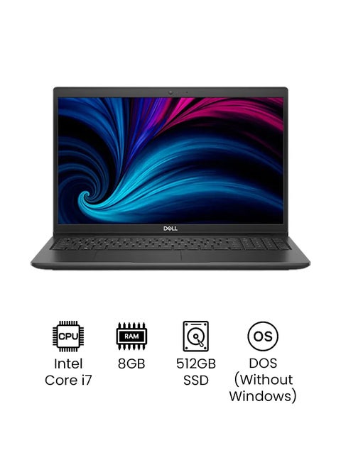 Latitude 3520 With 15.6-Inch Full HD Display, 11th Gen Core i7 Processor/8GB RAM/512GB SSD /DOS(Without windows)/Intel UHD Graphics/International Version English/Arabic Black