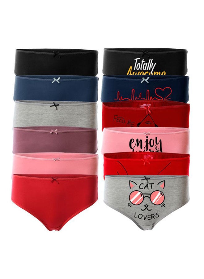 Mesery Bundle OF 12 Brief Smooth Cotton Hipster Panties Multicolour  - Image 1