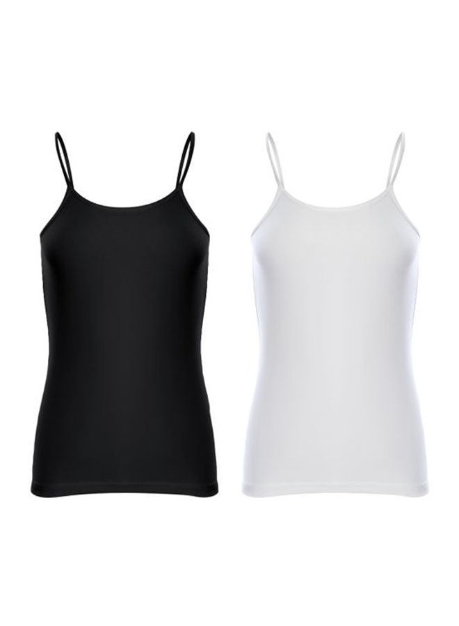 Mesery Bundle Of Two Spaghetti Sleeves Plain Tank Tops Black/White - Image 1