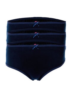 Bundle OF Three Brief Smooth Cotton Hipster Panties Navy Blue