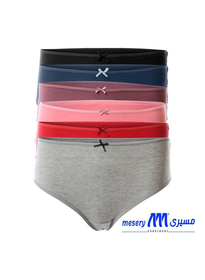 Mesery Bundle OF Six Brief Smooth Cotton Hipster Panties Multicolour  - Image 1