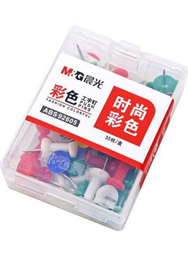 M&G Chenguang Office Color Push Pins Plastic Box Multicolour - Image 1